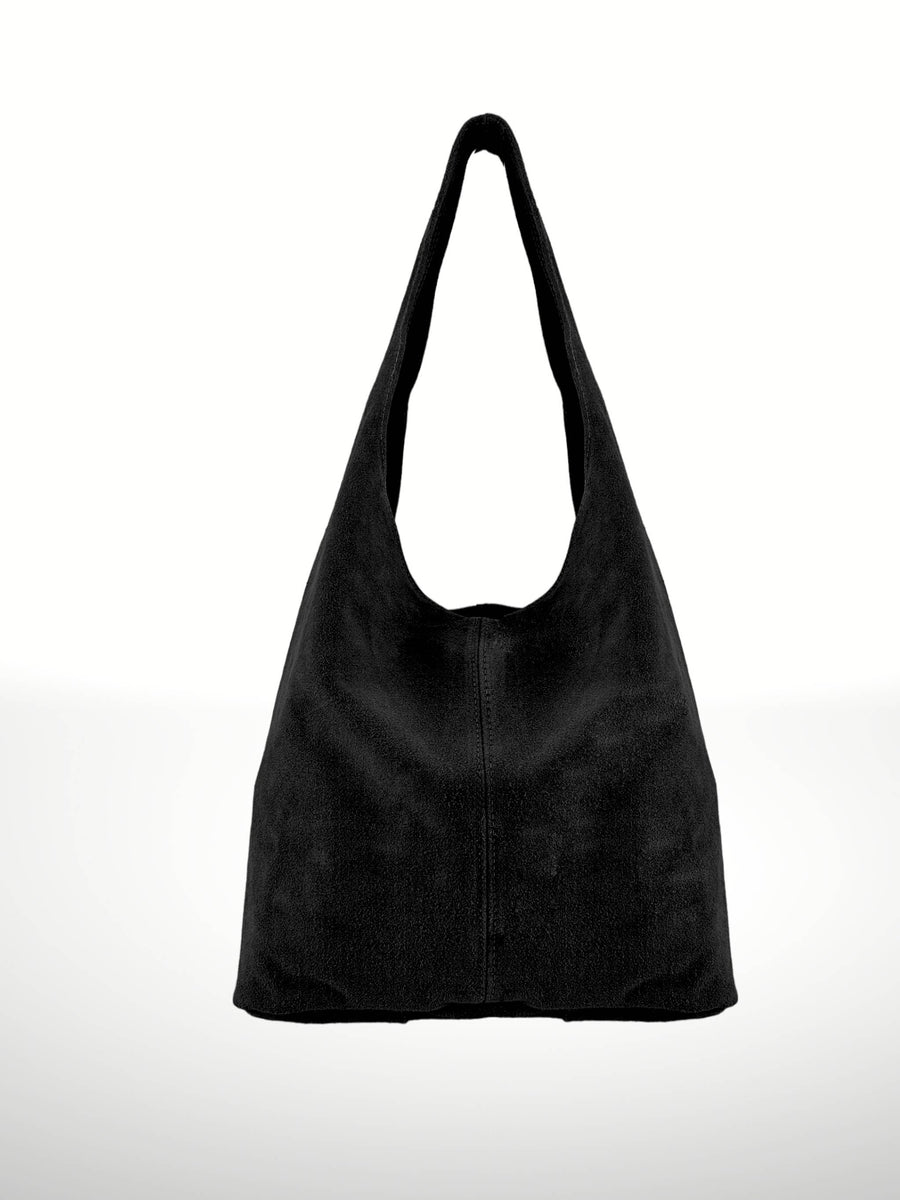 Black Suede leather hobo bag