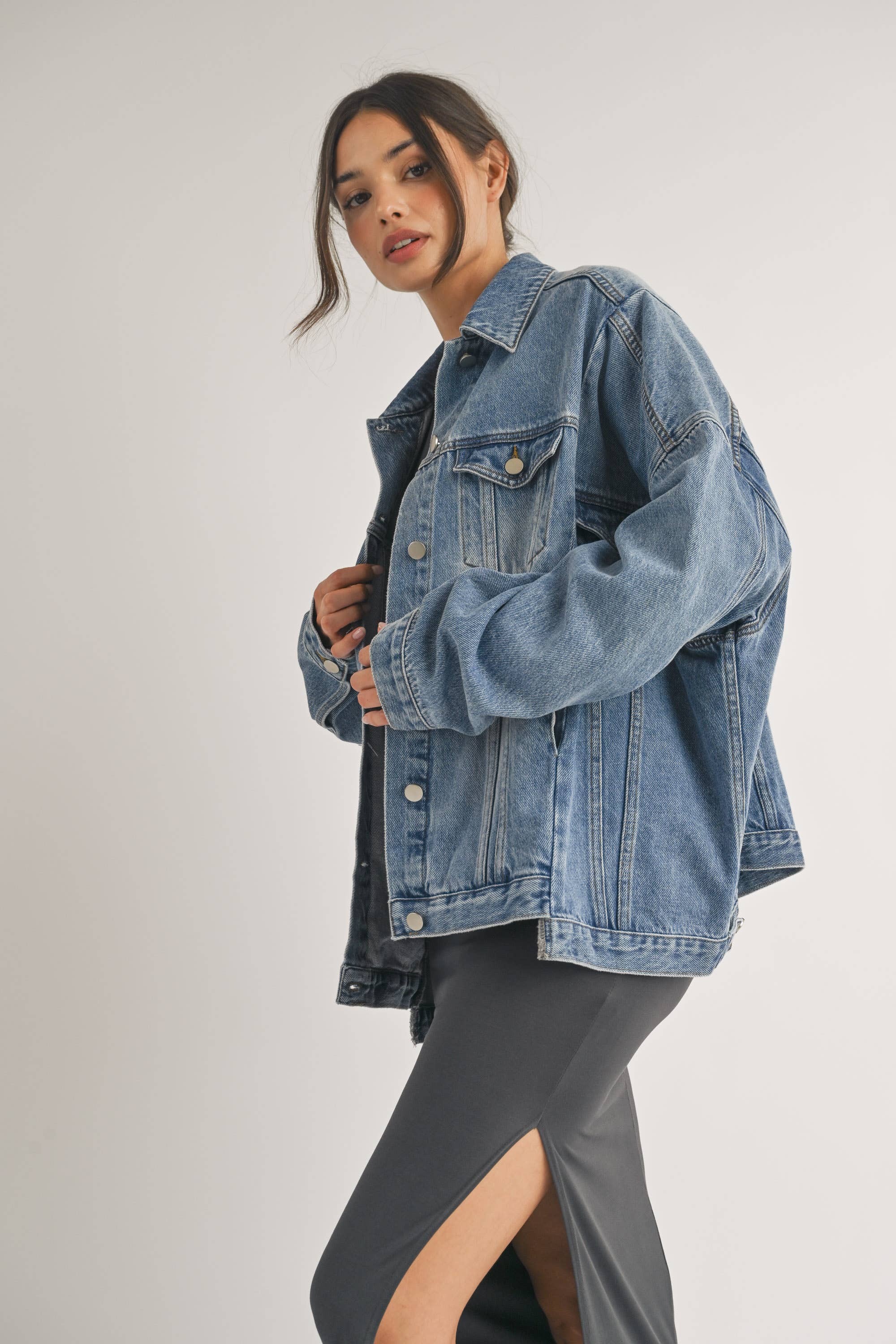 Bershka oversized denim on sale jacket