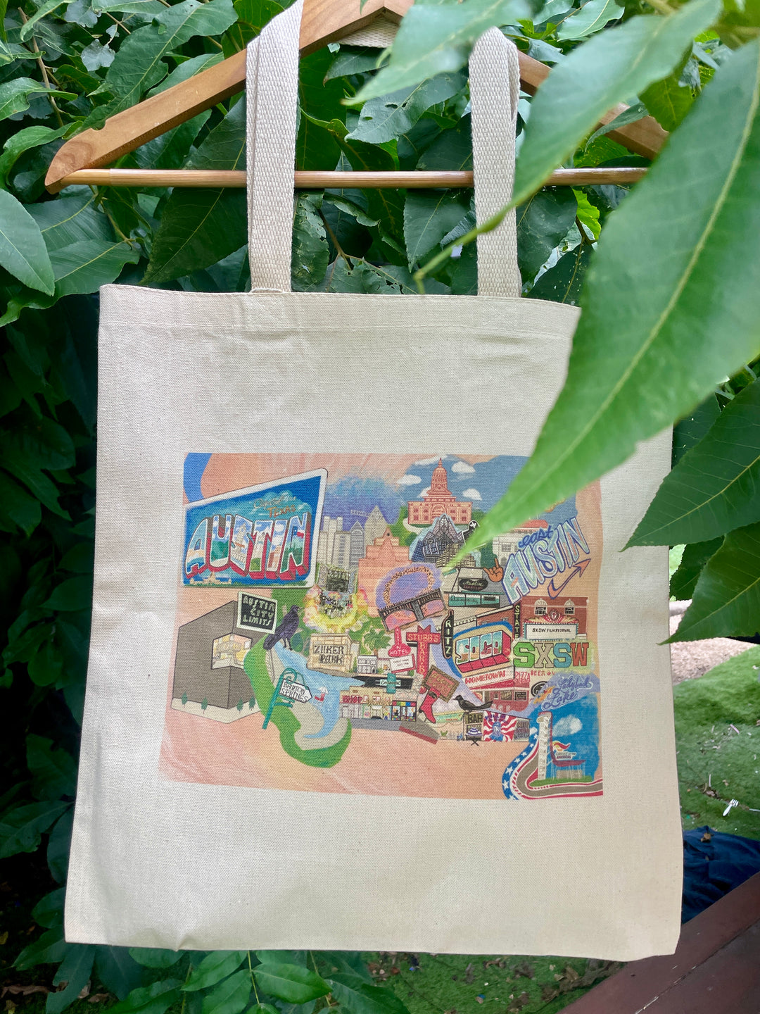 Hand-Drawn Austin, TX Printed Standard Cotton Tote