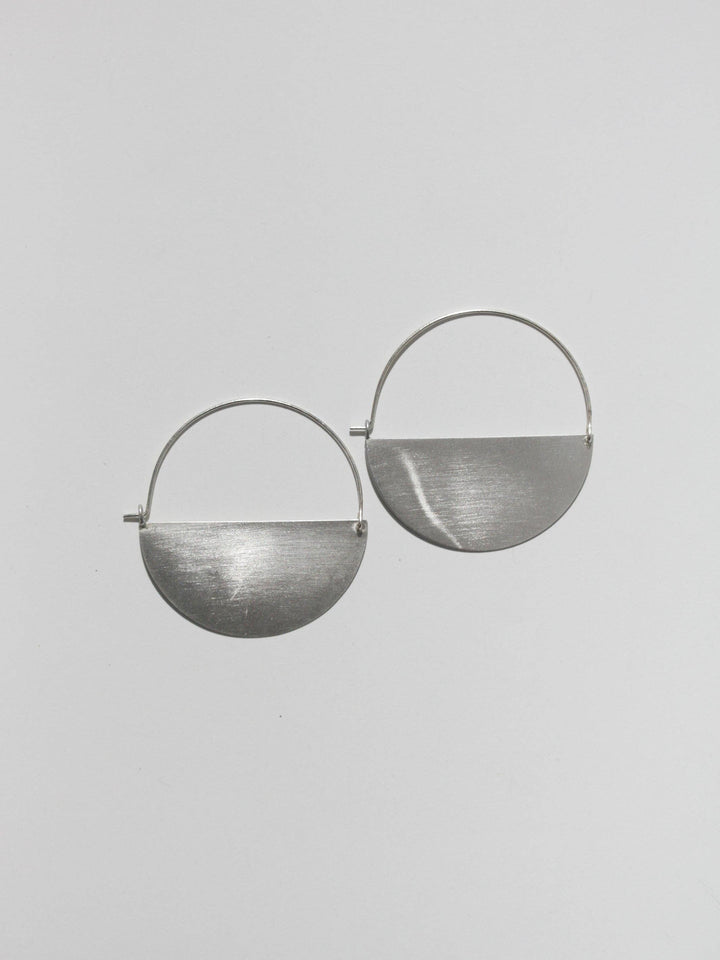 Matte Silver Half Moon Earrings: Small - 1.5"