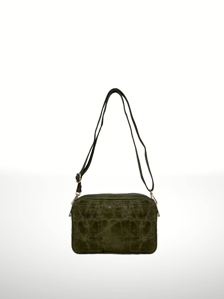 Olive suede leather bag