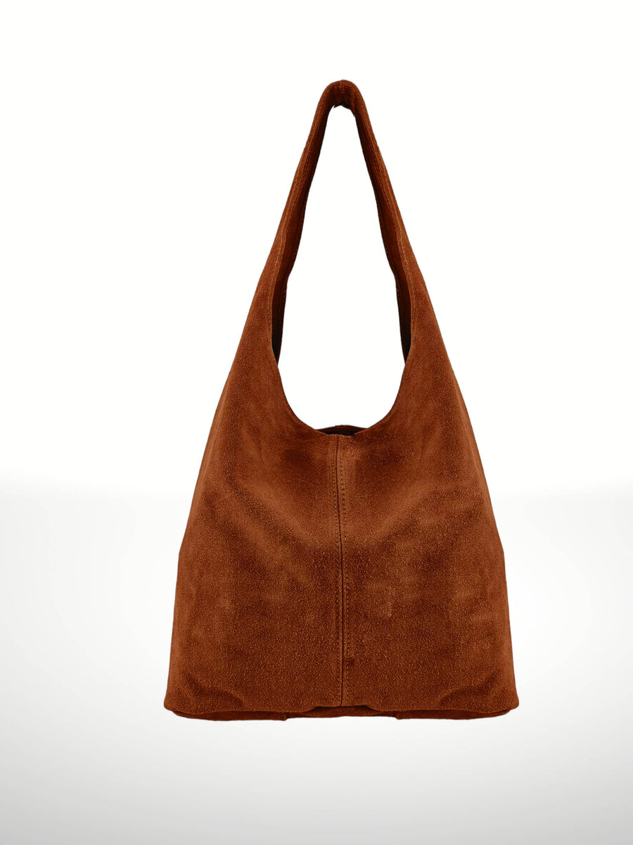 Reina Rust Suede leather hobo bag